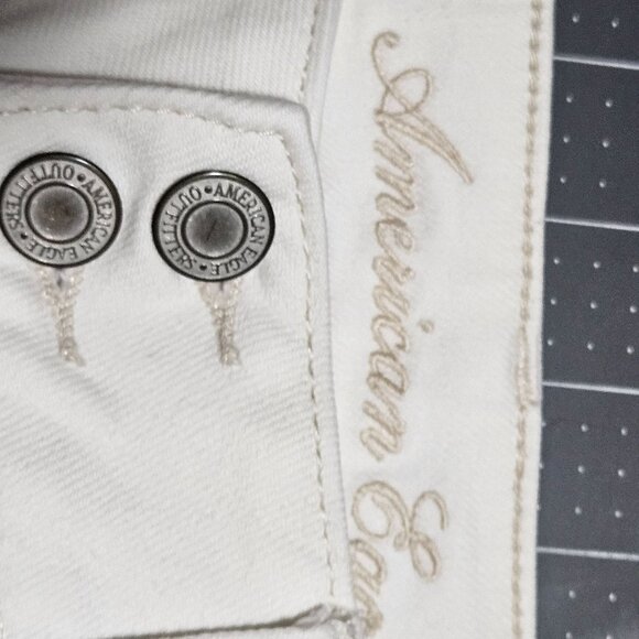 VTG American Eagle White Stretch Skinny Jeans Size 8 Button Fly Crop Ankle - Picture 7 of 16